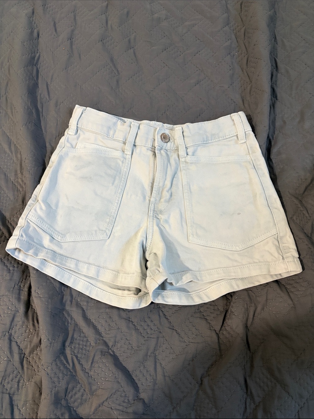Zara Pale Blue Denim Utility Shorts